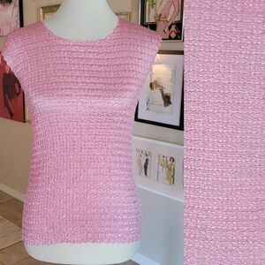 Vintage 80's Pink Stretch Textured Sleeveless Top‎
